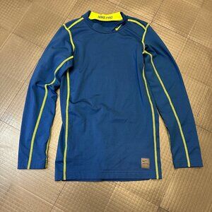 NIKE PRO BOYS BLUE & YELLOW DRI-FIT LONG SLEEVE COMPRESSION SHIRT XL